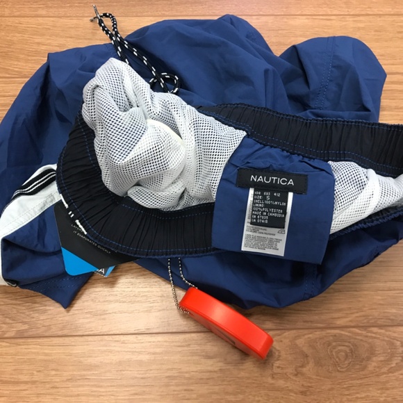 Mens Nautica Sz Small Swim Trunk Shorts Pool Lined Nylon Pocket Drawstring Beach - Picture 6 of 7